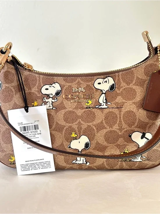 Coach x Peanuts Brown Signature Snoopy Crossbody Bag - Picture 3 of 6